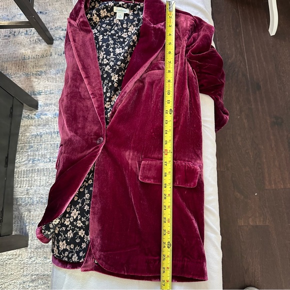 Sundance Silk Blend Boho Velvet Blazer Raspberry Pink Floral Lined Size 6 - Picture 13 of 14